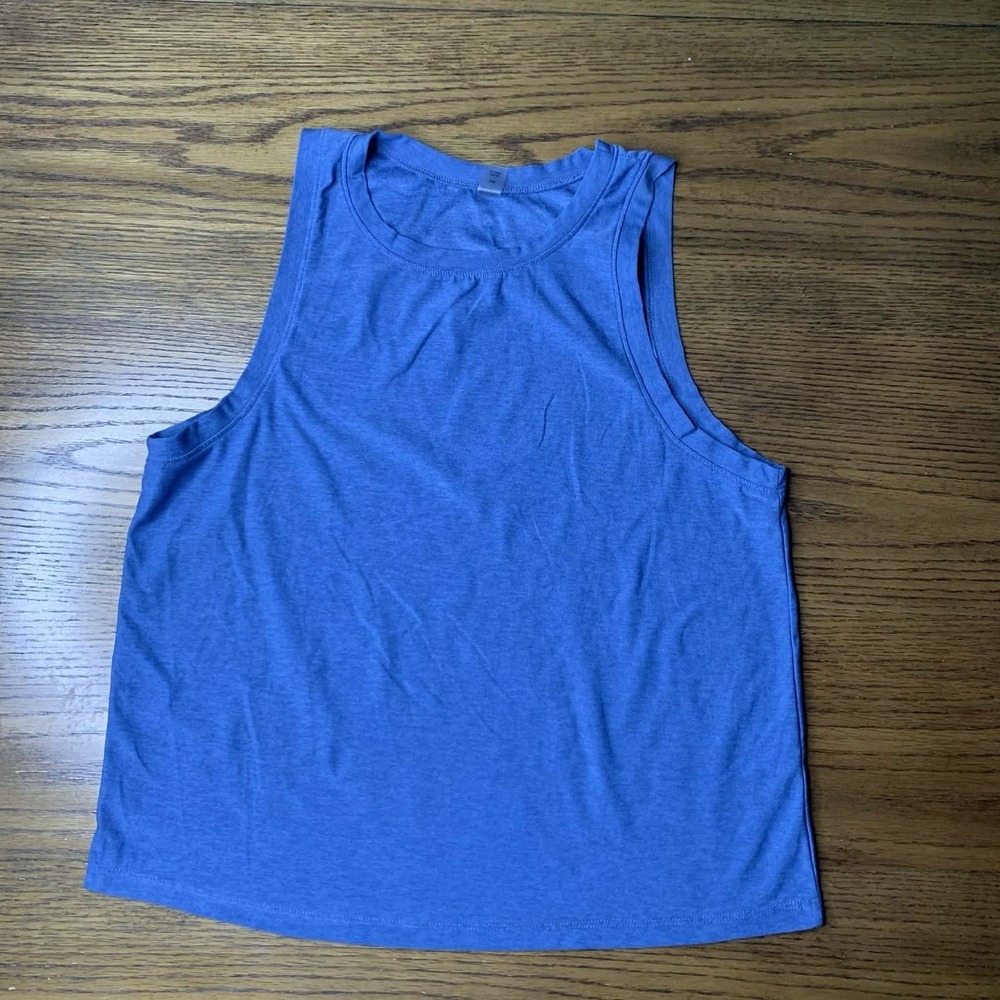Beyond Yoga Women Spacedye Cropped Tank Top Teal High Neck Racerback Gym